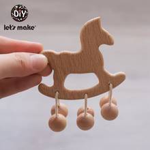 Let's Make 1pc Baby  Wooden Rattle Beech Wood Cute Cloud Animal Horse Baby Toy Wood Teething Holder Nursing Baby Teether 2024 - buy cheap