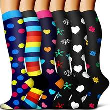 Calcetines de compresión multicolores para hombre y mujer, medias largas de presión para correr al aire libre, Unisex, 20-30 Mmhg 2024 - compra barato
