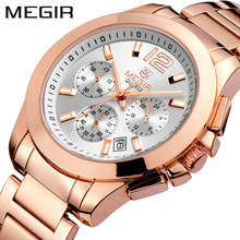 MEGIR Chronograph Women Watch Top Luxury Brand Date Clocks Steel Strap Quartz Date Ladies Watch Lover Gift Female Clock 5006 2024 - buy cheap