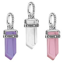 2021 New 925 Sterling Silver Beads White Pink Purple Amulet Pendant Charms Fit Original pandora Bracelet Women Jewelry DIY Gift 2024 - buy cheap