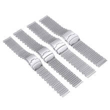 Shellhard Stainless Steel Watch Strap Silver Bracelet Wrist Band Straight End Mesh Watch Band Strap 18mm,20mm,22mm,24mm 2024 - buy cheap