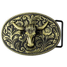 Arabesque Cow Bull Vintage Longhorn, cabeza de Búfalo, hebilla de cinturón de cuero para hombre, vaquero de Metal, 9,0x7,0 cm 2024 - compra barato