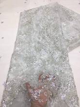 Вышитая кружевная ткань Jolin-188.8802 с блестками красивые нигерийские кружева с блестками кружевной ткани для праздничное платье 2024 - купить недорого
