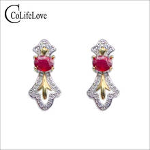 CoLife Jewelry Vintage 925 Silver Ruby Stud Earrings for Office Woman 3*5mm Natural Blood Red Ruby Earrings Fashion Ruby Jewelry 2024 - buy cheap