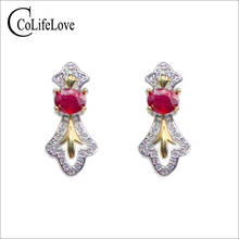 CoLife-pendientes de plata de primera ley y rubí para mujer, aretes pequeños, plata esterlina 925, color rojo, rubí Natural, 3x5mm 2024 - compra barato