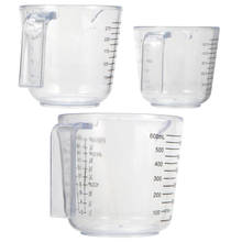 3 pçs copo de medição da cozinha conjunto de plástico transparente copo de medição jarro cozinhar cozinha ferramentas de cozimento limpar escala copos conjunto 2024 - compre barato