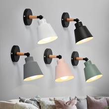 Modern Led Wall Light Fixture With Iron Lampshade Wooden Nordic Indoor Wall Lamp Rustic Colorful Bedside Aisel Corridor Lighting 2024 - buy cheap