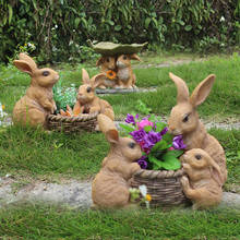 Pastoral Simulation Animal Rabbit Resin Succulent Flower Pot Ornaments Garden Sculpture Crafts Courtyard Figurines Decoration 2024 - buy cheap