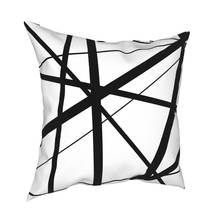 Черно-белый, геометрическая форма Подушка Чехол современный Декор для дома абстрактная живопись диванные подушки для дивана двухсторонняя печать 2024 - купить недорого