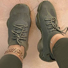 Кроссовки-носки женские сетчатые, дышащие, на платформе, с круглым носком, на шнуровке, Повседневная модная спортивная обувь для девушек и женщин, Размеры 35-43, на лето 2024 - купить недорого