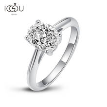 IOGOU Luxury 925 Sterling Silver Sona Simulated Diamond Ring Women Fashion 2.0 Carat Oval Cut Solitaire Ring anillo de mujeres 2024 - buy cheap