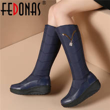 FEDONAS Classic Down Female Big Size Wedges Snow Boots Winter Warm Metal Women Knee High Boots Casual Shoes Woman Long Boots 2024 - buy cheap