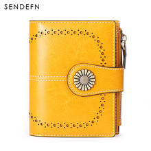 Sendefn carteiras femininas de marca da moda, com fecho de couro rachado, zíper, porta-cartão feminino 2024 - compre barato