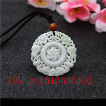 Hollow Out Double-sided Carved Flower Jade Pendant Natural White Geometry Necklace Charm Jewellery Fashion Lucky Amulet Gifts 2024 - buy cheap