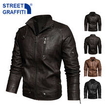 2021 Men’s Motorcycle Jacket Autumn Winter Men New Faux PU Leather Jackets Casual Embroidery Biker Coat Zipper Fleece Jacket 2024 - buy cheap