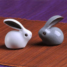 Cute Rabbit Cabochon Ceramic Purple White Clay Statue Kung Fu Tea Pet Animal Children Gift Home Decoration Porcelain Lovely 2024 - buy cheap