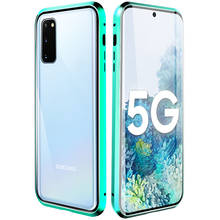 Магнитный металлический чехол 360 для Samsung Galaxy S20, S10, S9, S8 Plus, S10E, двухстороннее стекло для Note 10, 8, 9 Plus, A51, A71, A50, A70, чехол 2024 - купить недорого