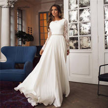 Boho Wedding Dresses for Women 2022 Bride Long Sleeve Crystal Lace Chiffon Beach Bridal Gowns Marriage Dress Vestido De Noiva 2024 - buy cheap