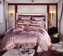 Pink color Luxury Cotton Satin Jacquard Bedding Set Queen King size Wedding Bedding Set Bed Sheet/Spread Set Duvet Cover Pillow 2024 - buy cheap