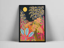 Impressão botânica da selva, arte da parede do meio do século, arte botânica colorida, arte tropical, escandinavo moderno, 60s arte, 2024 - compre barato