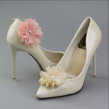 (1pair) Romantic Feather Pearl Fabric Flower Premium Wedding Detachable Shoe Buckle Accessories 2024 - buy cheap