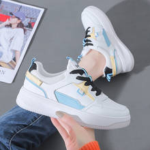 Tênis plataforma branco feminino e grosso, sapatos para mulheres, em couro coreano, com renda branca, sola vulcanizada, primavera 2021 2024 - compre barato