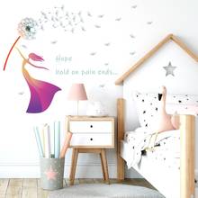 Criativo branco voando dandelion adesivos de parede para a menina quarto crianças quarto decalques parede estética mural quarto adolescente decoração arte 2024 - compre barato