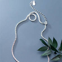 Colares de prata puro para mulheres, 16 polegadas 2mm estrelado, corrente de ligação, gargantilha curta de joias de casamento, acessórios bijuterias 2024 - compre barato