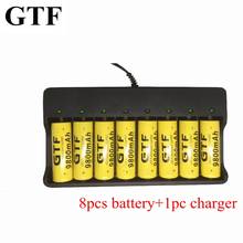 GTF-batería de iones de litio recargable, cargador de 8 ranuras, 18650, 9800mAh, 3,7 V, 1 ud., cargador de batería de litio recargable independiente para EE. UU./UE, 8 Uds. 2024 - compra barato