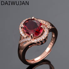 Daiwujan coreano rosa ouro rubi anéis para mulher 925 prata esterlina incrustada zircon cristal anéis ajustável festa de casamento jóias 2024 - compre barato