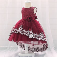 Летнее свадебное платье принцессы со шлейфом и цветочным рисунком для маленьких девочек; платье для первого причастия; вечернее платье для маленьких девочек 1 год 2024 - купить недорого