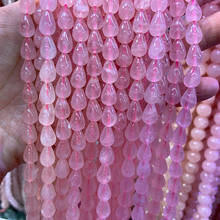 Contas de quartzs rosa natural 7x10mm, 15 ''forma de gota, faça você mesmo, contas soltas para fazer joias, pulseira, colar, brinco, presente 2024 - compre barato