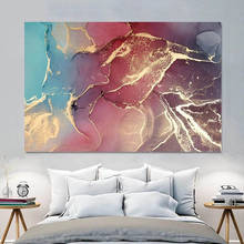 Marble Texture Abstract Poster Gold Blue Wall Art Print Modern Style Canvas Ink Painting Nordic Decorative Picture Home Decor 2024 - buy cheap