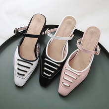 Women Front Buckle Strap Sandals Small Square Toe Novelty Shoes Mixed Colors Wide Fitting 45-33 Black White Pink New Arrivals 21 2024 - buy cheap