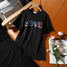 Hiawatha camiseta feminina, camiseta feminina estampada com letras galaxy, gola redonda, manga curta de algodão, tamanho tx103, nova moda verão, 2020 2024 - compre barato