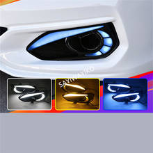 1 Pair For Honda jazz fit 2018 2019 LED DRL Daytime Running Lights Daylight Fog Lamp Cover With Turn signal lamp 2024 - buy cheap