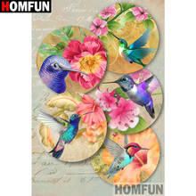 HOMFUN-pintura de diamante 5D DIY "pájaro flor", cuadrados o redondos de imitación bordado de diamantes, estilo punto de cruz 5D, decoración del hogar, A30113 2024 - compra barato