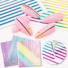 Liner Stripe Pattern Nail Art 3D Sticker iridescent Transfer Stickers Decal Colorful Nail  Papers Decoration DIY 2024 - buy cheap