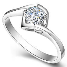 Anel de ouro branco au750 18k, anel redondo de moissanite com diamante, elegante, romântico, tendência, aniversário de casamento, festa de noivado 2024 - compre barato