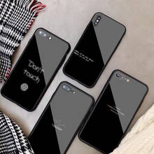 Luxo caso de vidro temperado para iphone 11 pro max x xs max 8 7 6 5 plus preto texto minimalista telefone capa traseira caso escudo 2024 - compre barato