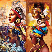 Pintura de diamante 5D DIY de mujer africana, bordado de diamantes de imitación, punto de cruz, Retrato, Mosaico, Decoración para adultos, Kit de diamantes de regalo 2024 - compra barato