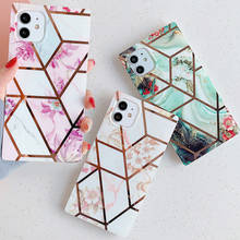 Plating Splicing Geometric Marble Flower Phone Case for Apple iPhone 12 11 Pro XS Max X XR 7 8 Plus Square Floral Soft TPU Cover 2024 - buy cheap