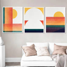 Mid Century Modern Art Posters and Prints Abstract Sun Wall Art Canvas Painting Boho Decoration Pictures Living Room Home Decor 2024 - buy cheap