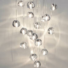 Candelabro de cristal moderno, lámpara de bola de cristal transparente, candelabro rectangular de acero inoxidable cromado, LED para sala de estar 2024 - compra barato