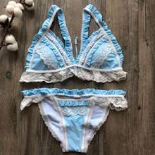 Summer Women's Triangle Bikini Solid Color Swimsuit Sexy lace Bikini 2024 - buy cheap