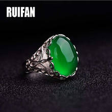 Ruifan simulado verde calcedônia pedra grandes anéis para feminino feminino dia dos namorados jóias anel aberto para ladys presente yri118 2024 - compre barato