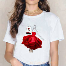 Летние топы 2020, футболка с изображением цветов и красной розы, футболка с принтом, женская одежда, футболка vogue femme harajuku, рубашка 2024 - купить недорого