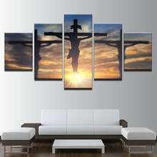 Daylit-Póster religioso de Jesús en cruz, imágenes de arte moderno para pared, impresiones en HD, lienzo, decoración para el hogar y la sala de estar, desmarco, 5 uds. 2024 - compra barato