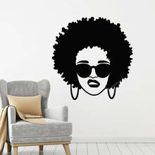Beauty Black Lady Face hair Curls wall Stickers Afro Hair Salon Style Vinyl Decal Home Decor Hair Beauty Window door Mural DG107 2024 - buy cheap