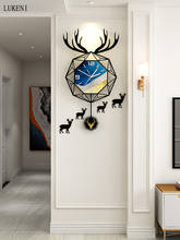 Nordic veados cabeça sala de estar relógio parede luz luxo pendurado casa moda relógio moderno e minimalista criativo decoração relógio 2024 - compre barato
